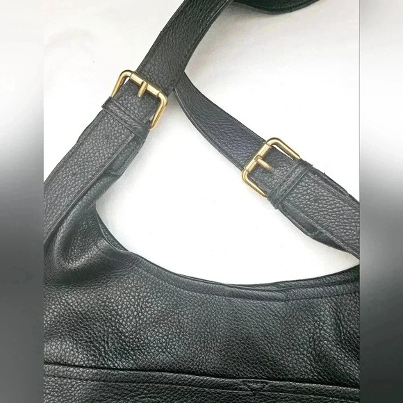 Antik Kraft 100% Vegan Pebbled Leather Black Hobo  Purse Bag Brass Hardware. - Picture 6 of 9